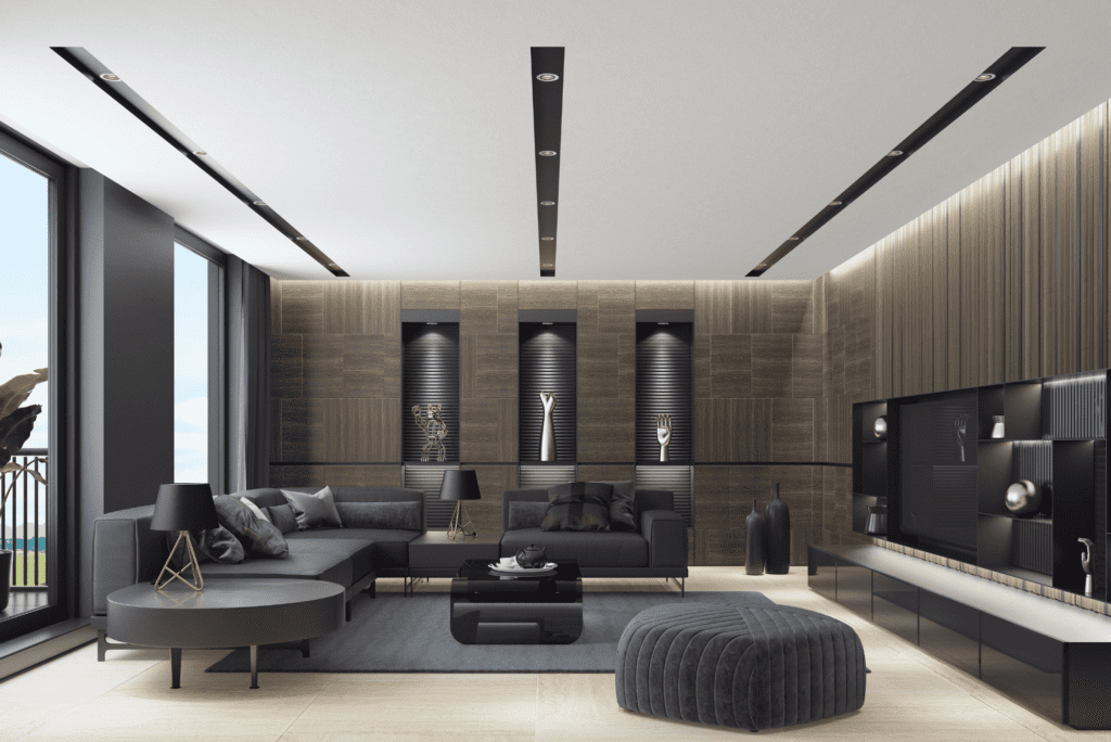 Clean and tidy modern living room after professional service