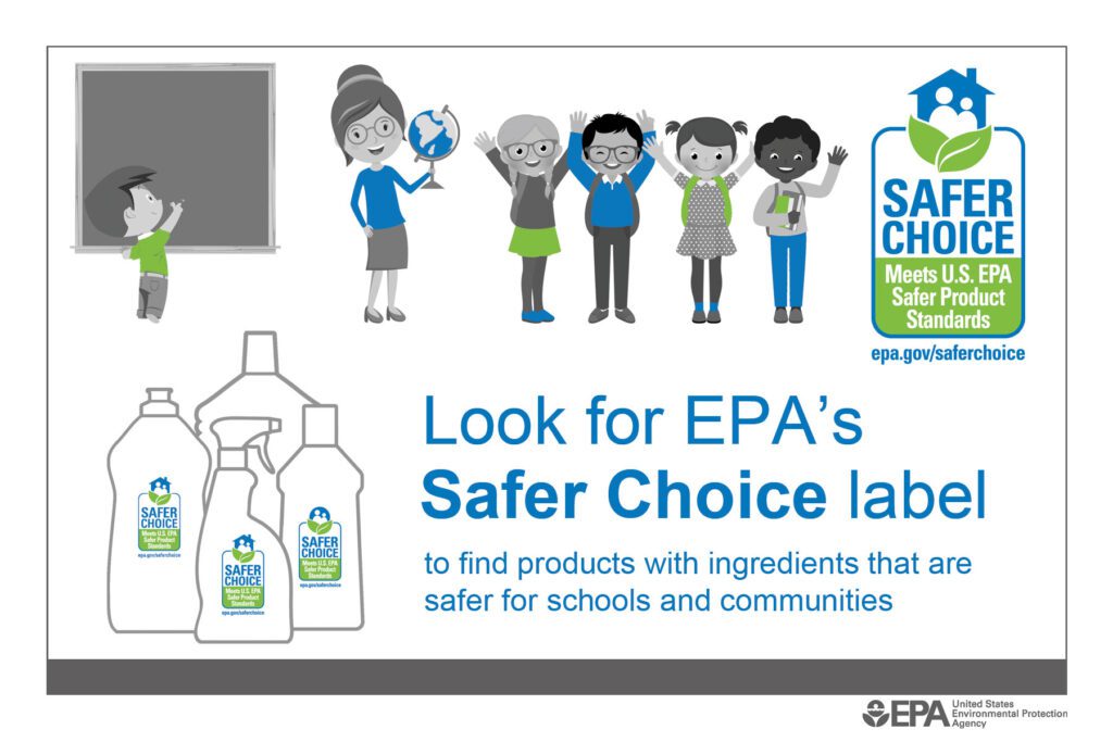 Belleza's Home Services postcard featuring EPA Safer Choice seal for safer cleaning